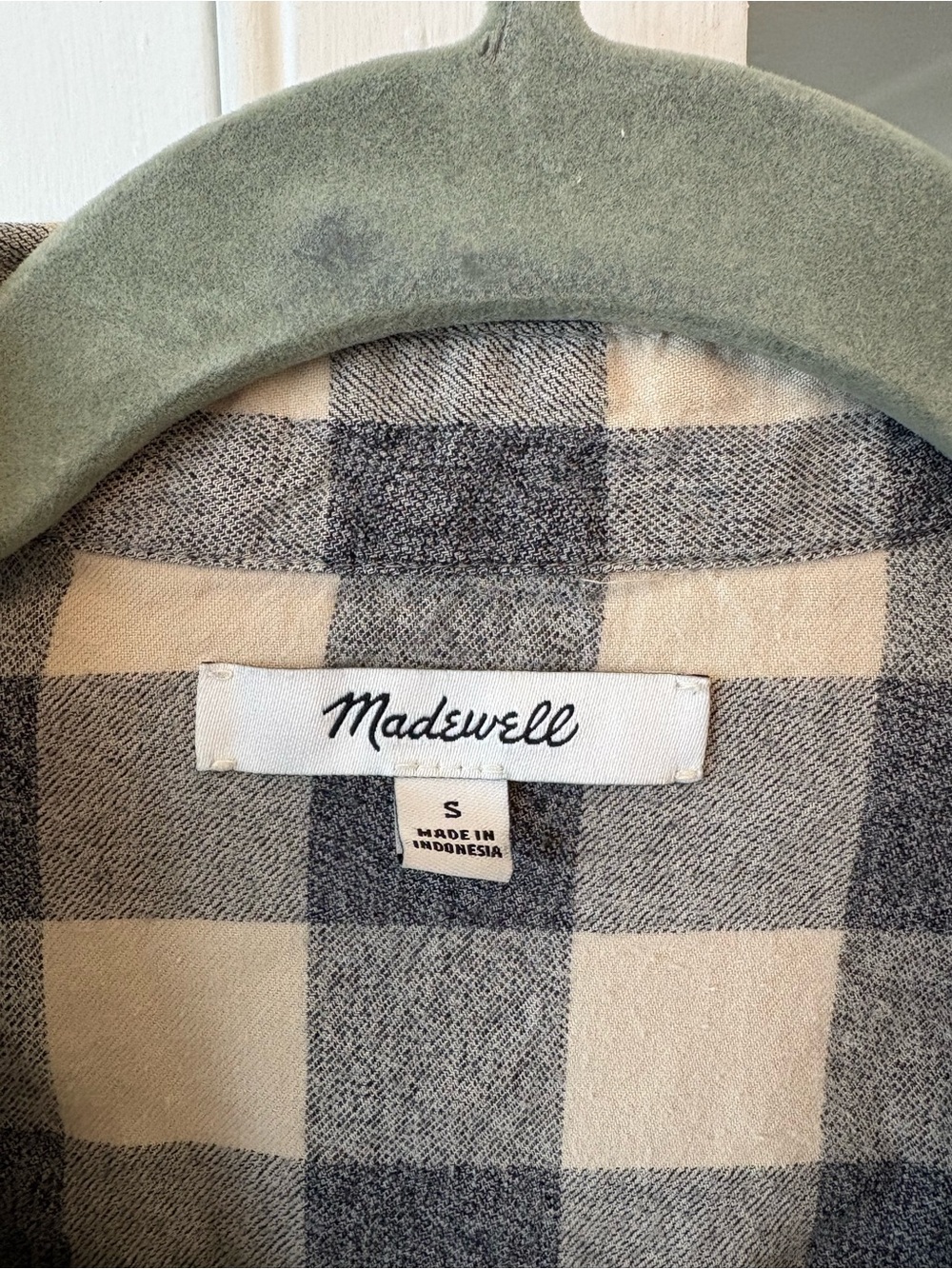 Madewell Neutral Plaid Shirt Jacket in Cream and Gray - Picture 2 of 4